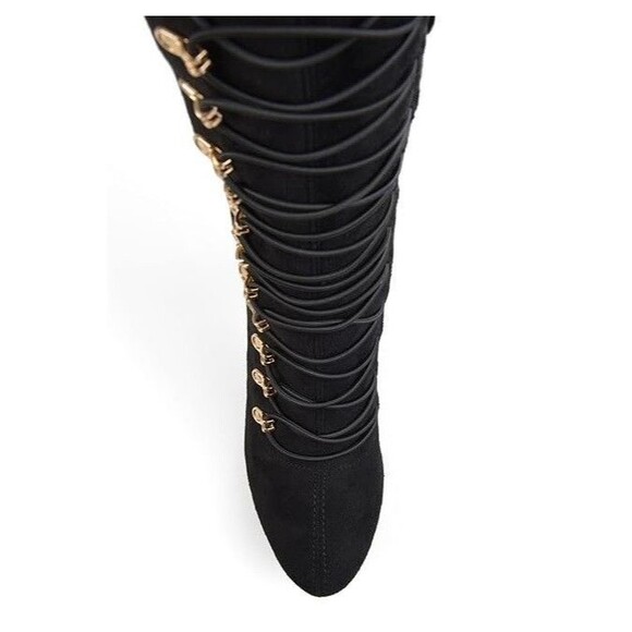 Journee Collection Womens 8.5 M Black Trill Thigh High Zip Up Boots NIB JF2 - Picture 2 of 8